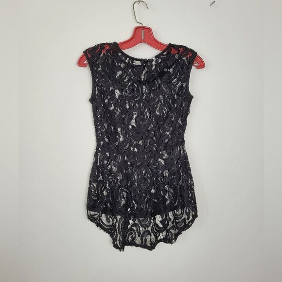 Studio Y Sheer Black Lace Peplum Blouse Top Small Whimsygoth Victorian Coquette - Picture 13 of 14